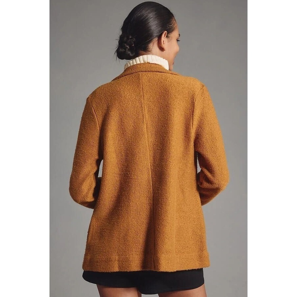 Anthropologie Maeve Knit Long Sleeve Button Mustard Jacket Blazer Women's Sz M - Picture 2 of 10